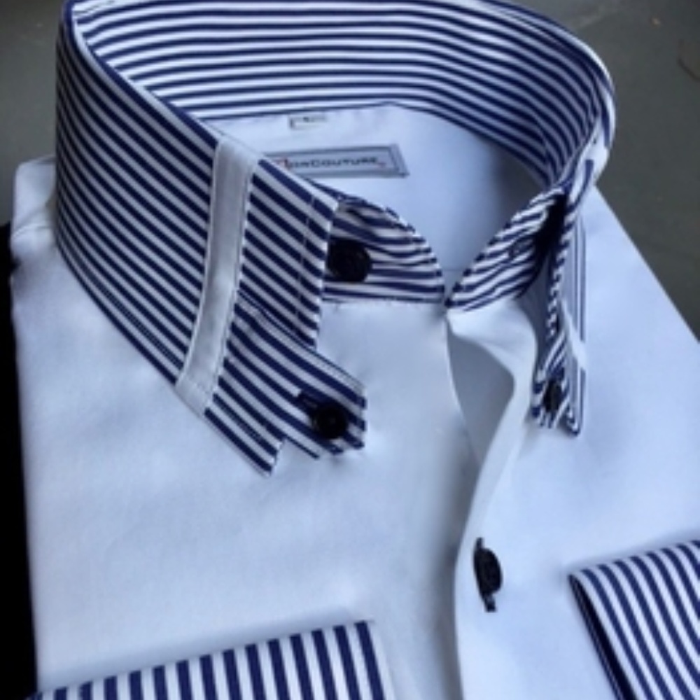 MorCouture Striped Tab Collar Shirt
